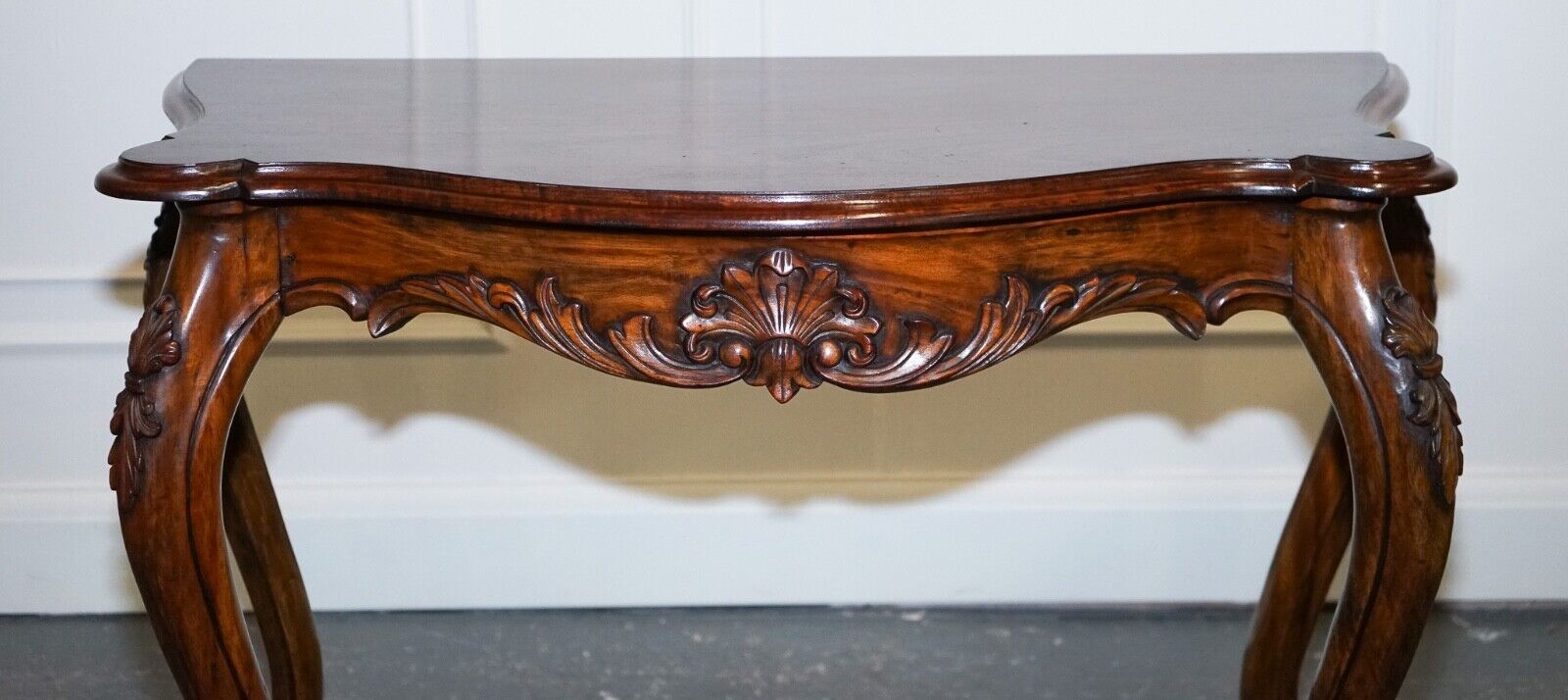 LATE 19TH CENTURY CARVED FRENCH HALL STAND CONSOLE TABLE WITH CABRIOLE LEGS