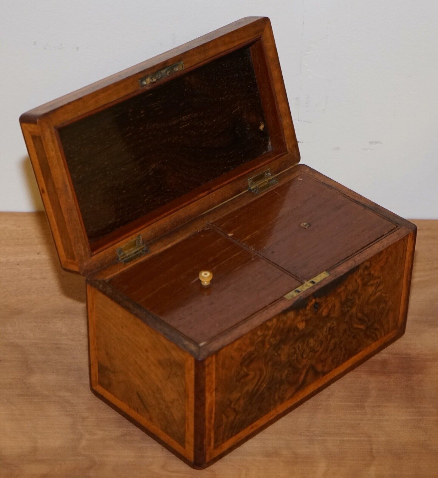 BEAUTIFUL SET OF VINTAGE BURR WALNUT SEWING STORAGE