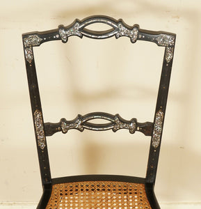 ANTIQUE CIRCA 1815 MOTHER OF PEARL INLAID EBONISED REGENCY OCCASIONAL CHAIR