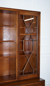 VINTAGE BEVAN FUNNELL MILITARY CAMPAIGN BOOKCASE WITH EMBOSSED LEATHER DOORS