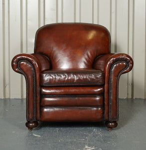 RESTORED VICTORIAN MAROON DYED LEATHER SUITE CLUB ARMCHAIRS GENTLEMAN CLUB SOFA