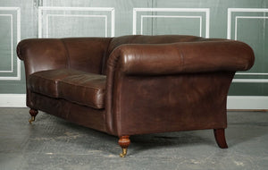 STUNNING MADE TO ORDER LARGE HERITAGE BROWN LEATHER 2 TO 3 SEATER SOFA