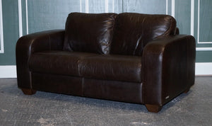 VINTAGE CHOCOLATE BROWN LEATHER TWO SEATER SOFA BY SOFITALIA