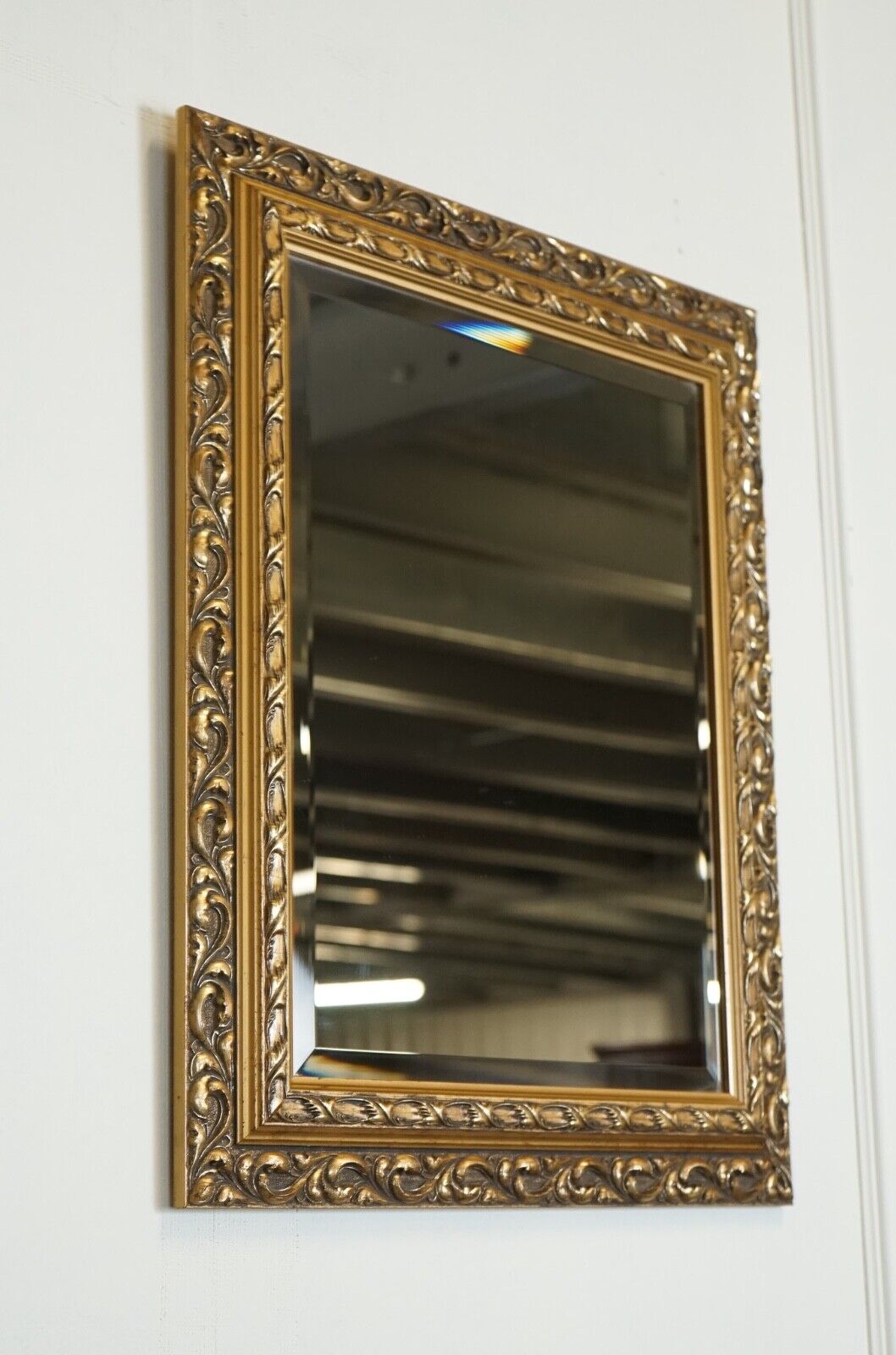 VINTAGE PETITE GOLD ORNATE BEVELLED MIRROR