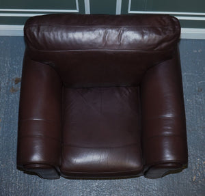 PAIR OF LARGE COMFORTABLE BROWN LEATHER ARMCHAIRS, MATCHING SOFA AVAILABLE