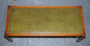 BEVAN FUNNELL COFFEE TABLE WITH TWO SIDE UNDERTABLES GREEN LEATHER TOP