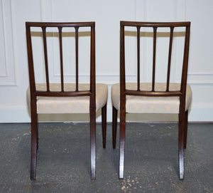 VICTORIAN PAIR OF SIDE CHAIRS WITH CREAM FABRIC SEATS