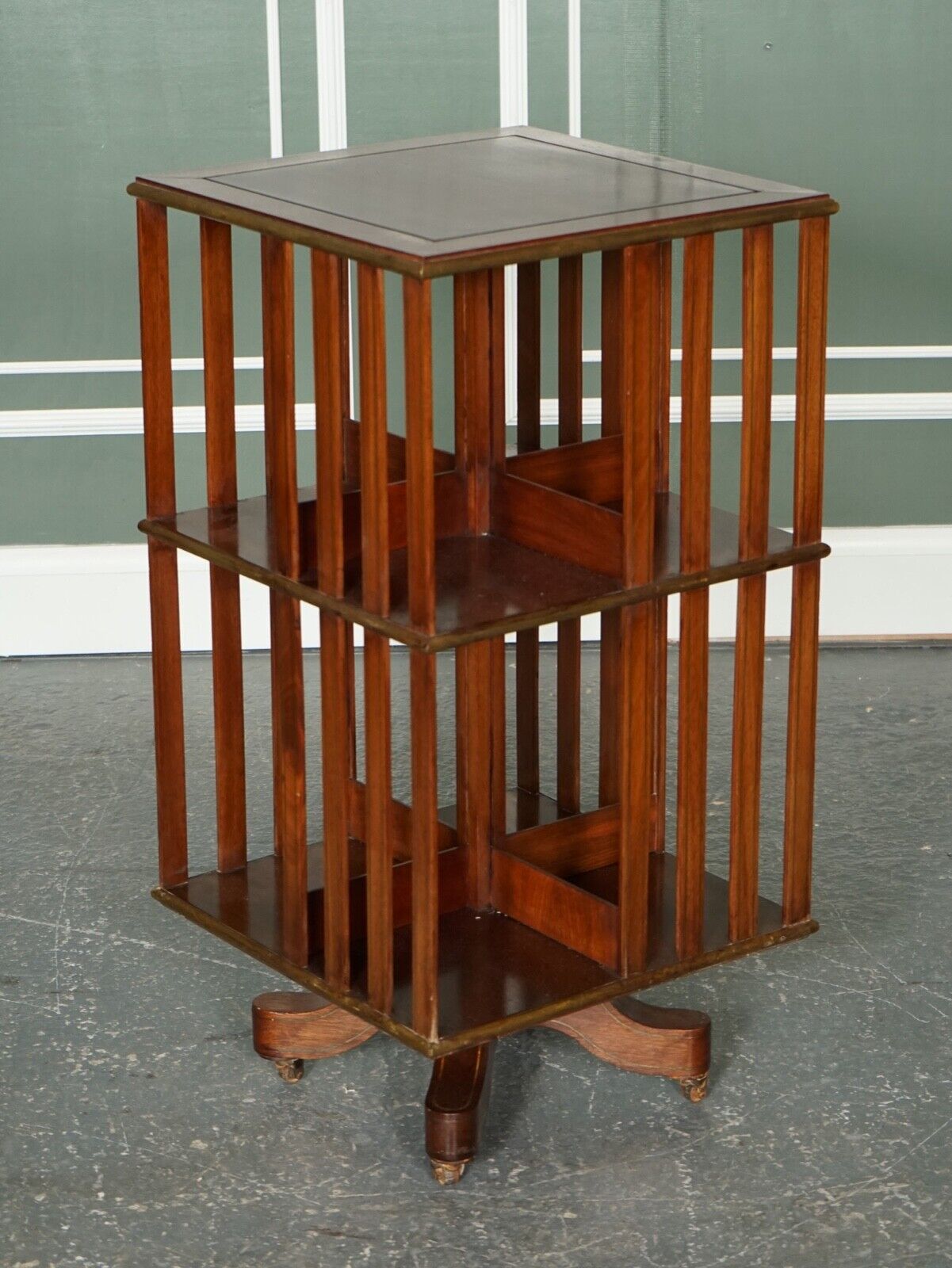 RESTORED FRENCH MILITARY CAMPAIGN BRASS INLAID REVOLVING BOOKCASE