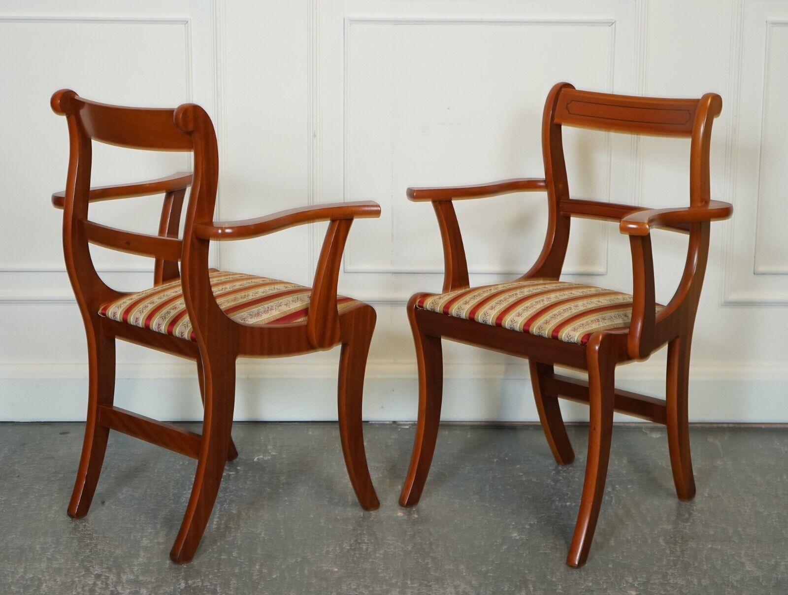 VINTAGE SET OF 8 YEW WOOD DINING CHAIRS J1