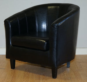 LOVELY BLACK LEATHER TUB CHAIR