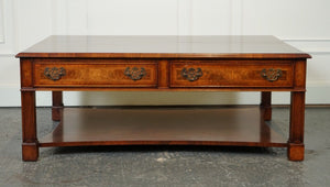 LARGE BRIGHTS OF NETTLEBED BURR WALNUT COFFEE TABLE WITH DOUBLE SIDED DRAWERS J1