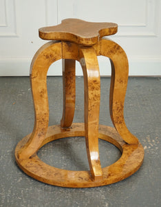 1920'S ART DECO BURR WALNUT CIRCULAIR PEDESTAL ROUND CONSOLE CENTER TABLE J1