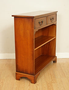 VINTAGE YEW WOOD DWARF OPEN LIBARY BOOKCASE CABINET