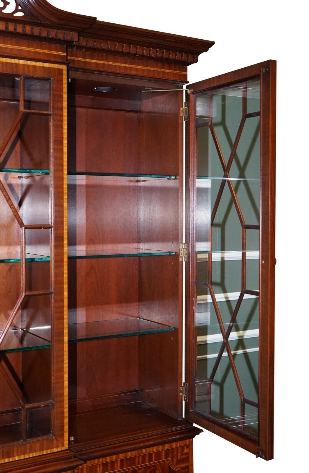 LARGE GEORGIAN STYLE MAHOGANY BREAKFRONT BOOKCASE COUNCILL FURNITURE