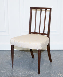 VICTORIAN PAIR OF SIDE CHAIRS WITH CREAM FABRIC SEATS