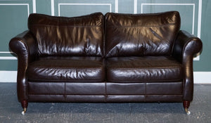 VINTAGE STUNNING CHOCOLATE BROWN LEATHER 2 TO 3 SEATER SOFA