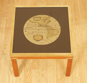 STUNNING COFFEE & SIDE TABLE NEST OF TABLES MILITARY CAMPAIGN WITH WORLD MAPS