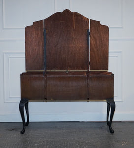 LOVELY ART DECO WALNUT HAND PAINTED DRESSING TABLE ON QUEEN ANN LEGS