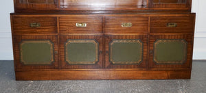 VINTAGE BEVAN FUNNELL MILITARY CAMPAIGN BOOKCASE WITH EMBOSSED LEATHER DOORS