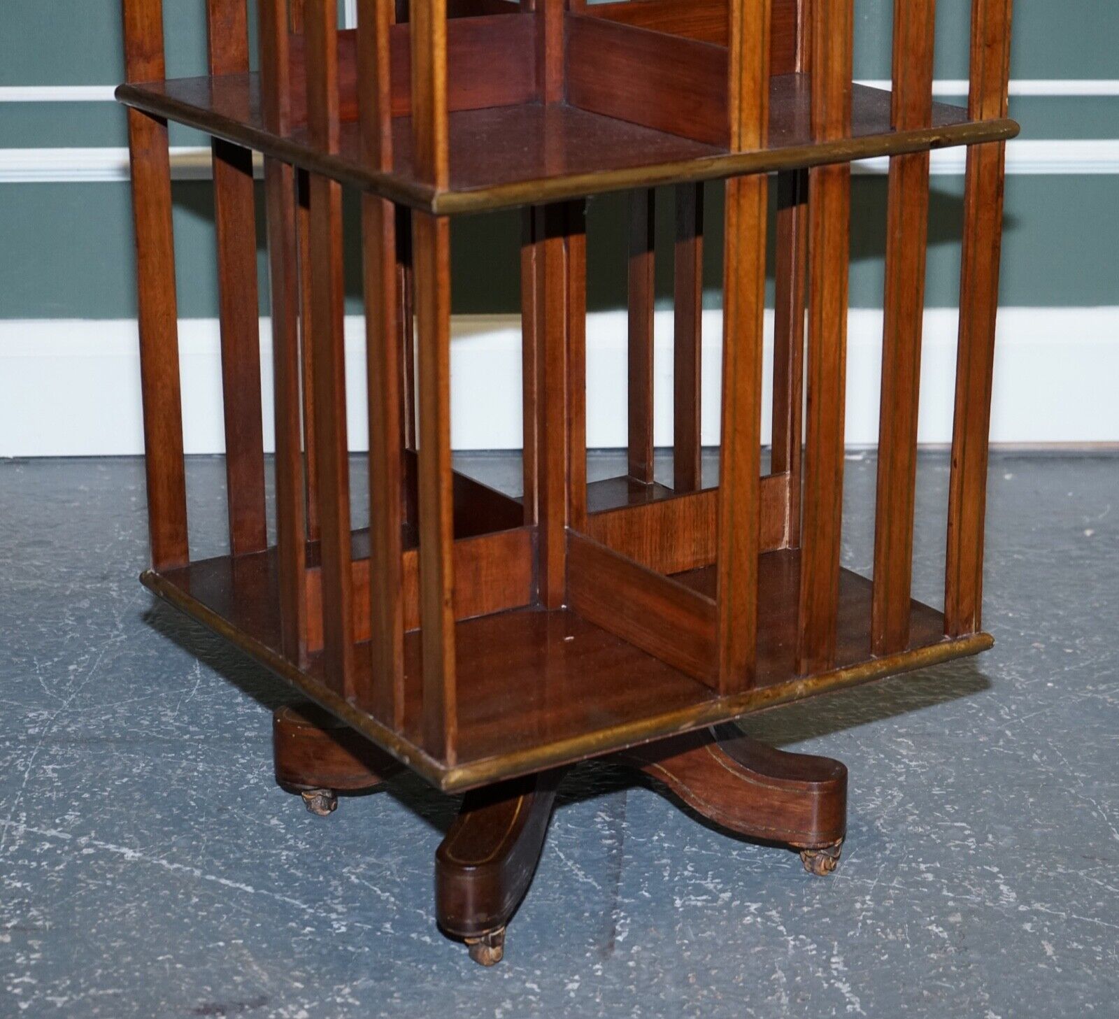 RESTORED FRENCH MILITARY CAMPAIGN BRASS INLAID REVOLVING BOOKCASE