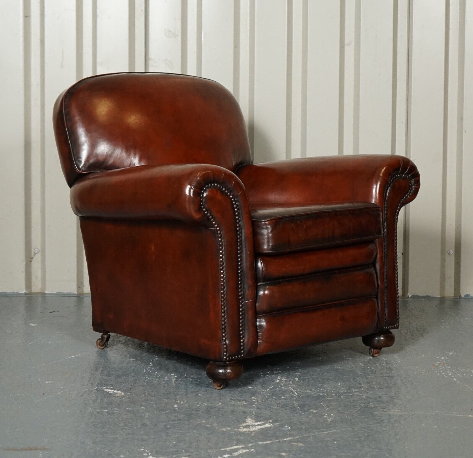 RESTORED VICTORIAN MAROON DYED LEATHER SUITE CLUB ARMCHAIRS GENTLEMAN CLUB SOFA