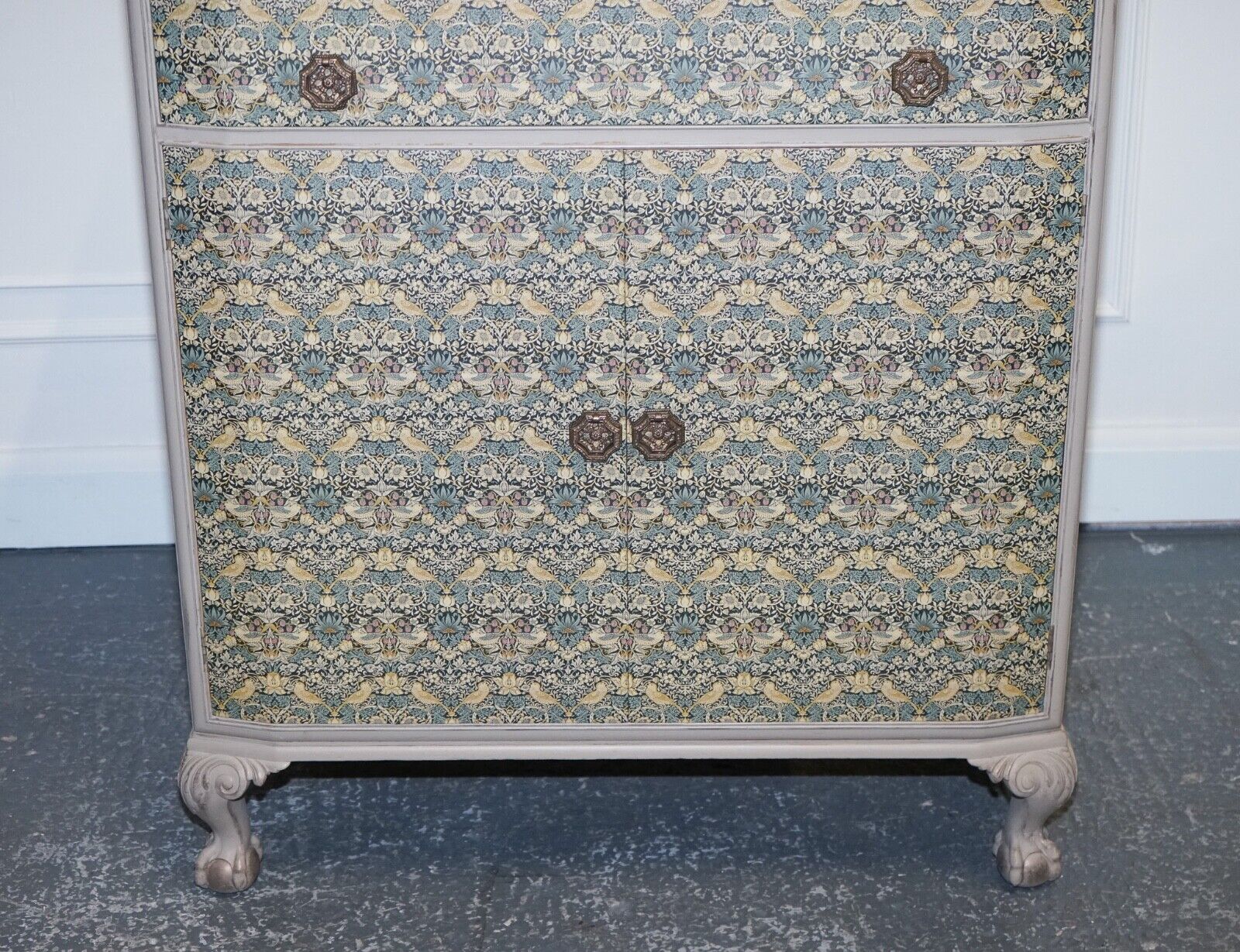 1930s WARING & GILLOW HAND PAINTED CHEST OF DRAWERS CUPBOARD WILLIAM MORRIS