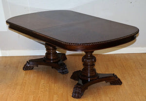 BERNHARDT FURNITURE MAHOGANY TWIN PEDESTAL EXTENDABLE TABLE DINING TABLE