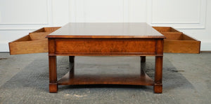 LARGE BRIGHTS OF NETTLEBED BURR WALNUT COFFEE TABLE WITH DOUBLE SIDED DRAWERS J1