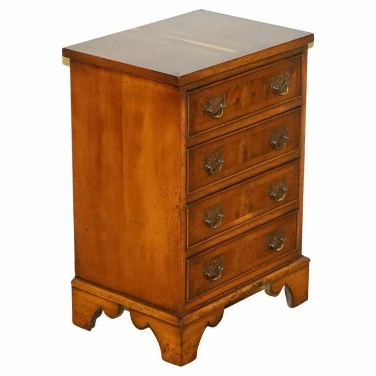 DISTRESSED VINTAGE GEORGIAN STYLE YEW WOOD CHEST OF DRAWERS