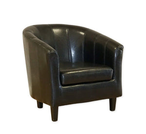 LOVELY BLACK LEATHER TUB CHAIR