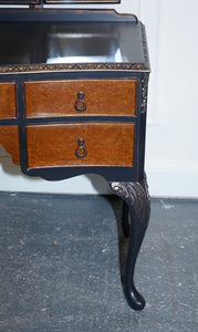 LOVELY ART DECO WALNUT HAND PAINTED DRESSING TABLE ON QUEEN ANN LEGS