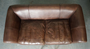 STUNNING MADE TO ORDER LARGE HERITAGE BROWN LEATHER 3 TO 4 SEATER SOFA