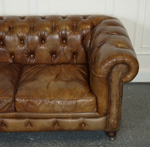 GORGEOUS TIMOTHY OULTON CHESTERFIELD SOFA BY HALO HERITAGE BROWN LEATHER