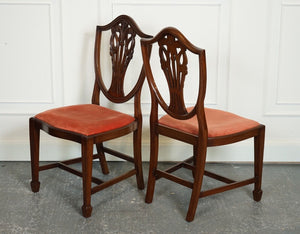 LOVELY PAiR OF VICTORIAN HEPPLEWHITE CARVER HALLWAY SIDE CHAIRS FEATHER FILLED