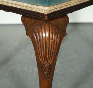 FINE LATE VICTORIAN FLOWER UPHOLSTERY CLAW AND BALL FOOT STOOL