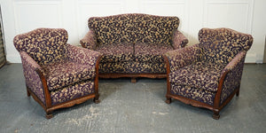 VICTORIAN FABRIC BERGERE SUITE SOFA AND TWO ARMCHAIRS UPHOLSTERY PROJECT J1