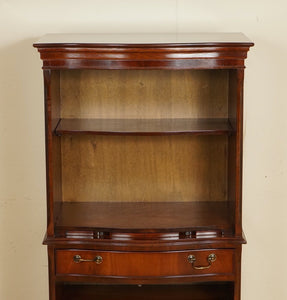 OPEN BOOKCASE CABINET WITH SHELVES SERVING TRAY AND DRAWER