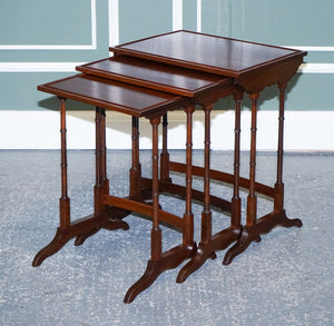GEORGIAN NEST OF FOUR NESTING TABLES SIDE TABLES WITH BAMBOO LEGS