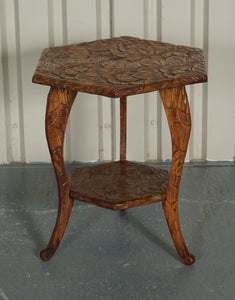 EARLY 19TH CENTURY LIBERTY'S LONDON HAND CARVED OCCASIONAL SIDE END LAMP TABLE