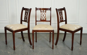 HEPPLEWHITE STYLE BEVAN FUNNELL SET OF 5 DINING CHAIRS CREAM UPHOLSTERED SEATS
