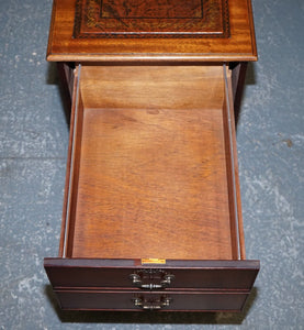 MAHOGANY GOLD EMBOSSED BROWN LEATHER TOP FILLING CABINET
