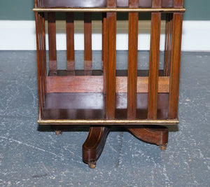 RESTORED FRENCH MILITARY CAMPAIGN BRASS INLAID REVOLVING BOOKCASE