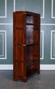 STUNNING MILITARY CAMPAIGN OPEN BOOKCASE WITH ADJUSTABLE SHELVES
