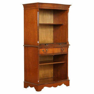 OPEN BOOKCASE CABINET WITH SHELVES SERVING TRAY AND DRAWER