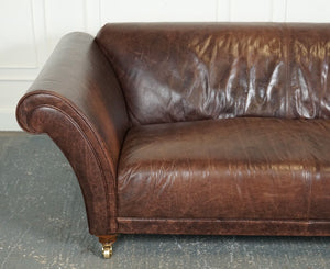 STUNNING FISHPOOLS HERITAGE BROWN LEATHER 2 TO 3 SEATER SOFA