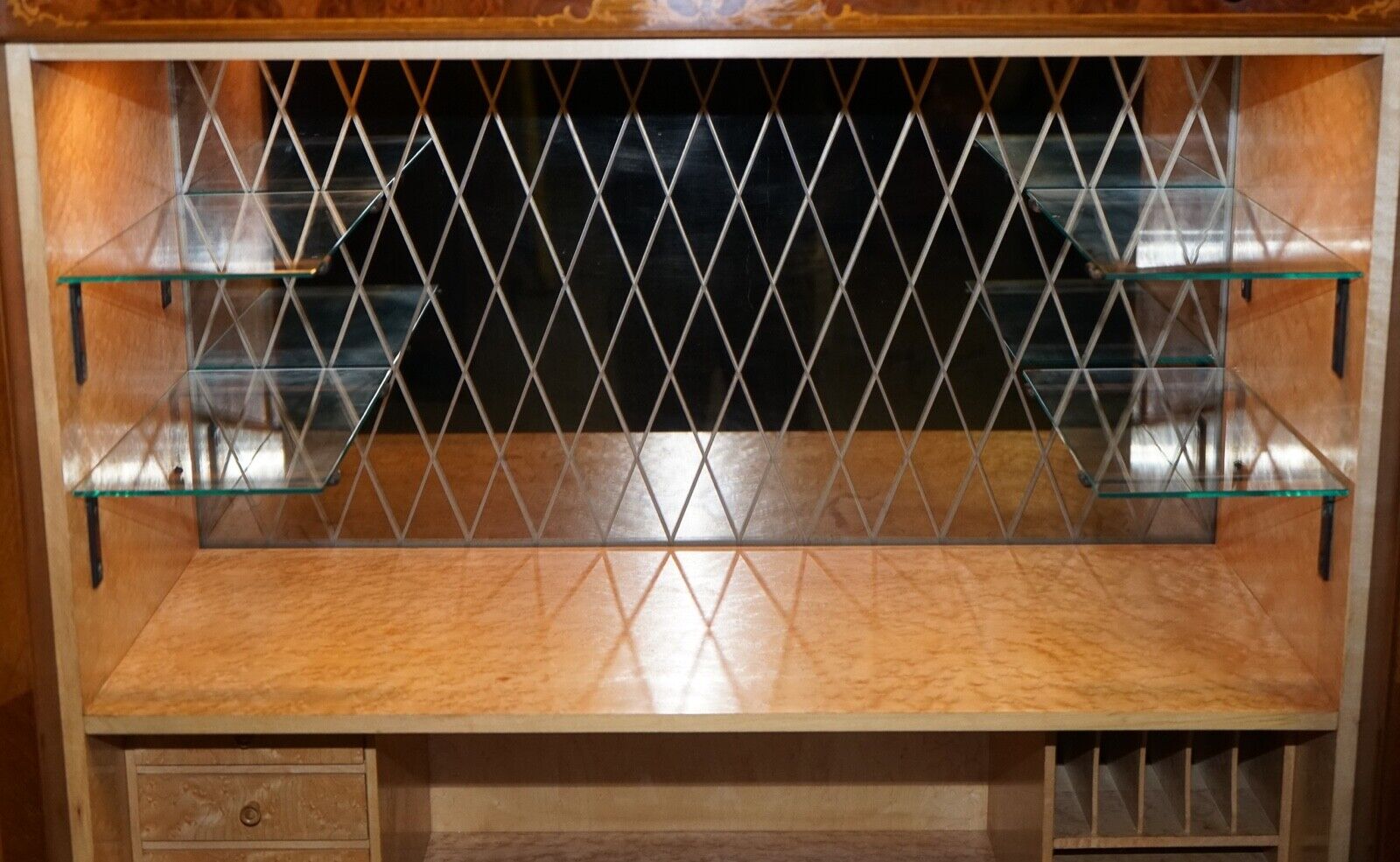 GORGEOUS FRENCH WALNUT PARQUETRY DRINKS COCKTAIL BAR CABINET CUPBOARD