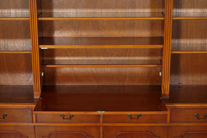 FLAMED YEW WOOD BRADLEY ENGLAND BANK LiBRARY BOOKCASE CUPBOARD WITH LIGHTS