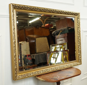 LOVELY VINTAGE LARGE GOLD ORNATE BEVELLED MIRROR