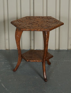 EARLY 19TH CENTURY LIBERTY'S LONDON HAND CARVED OCCASIONAL SIDE END LAMP TABLE